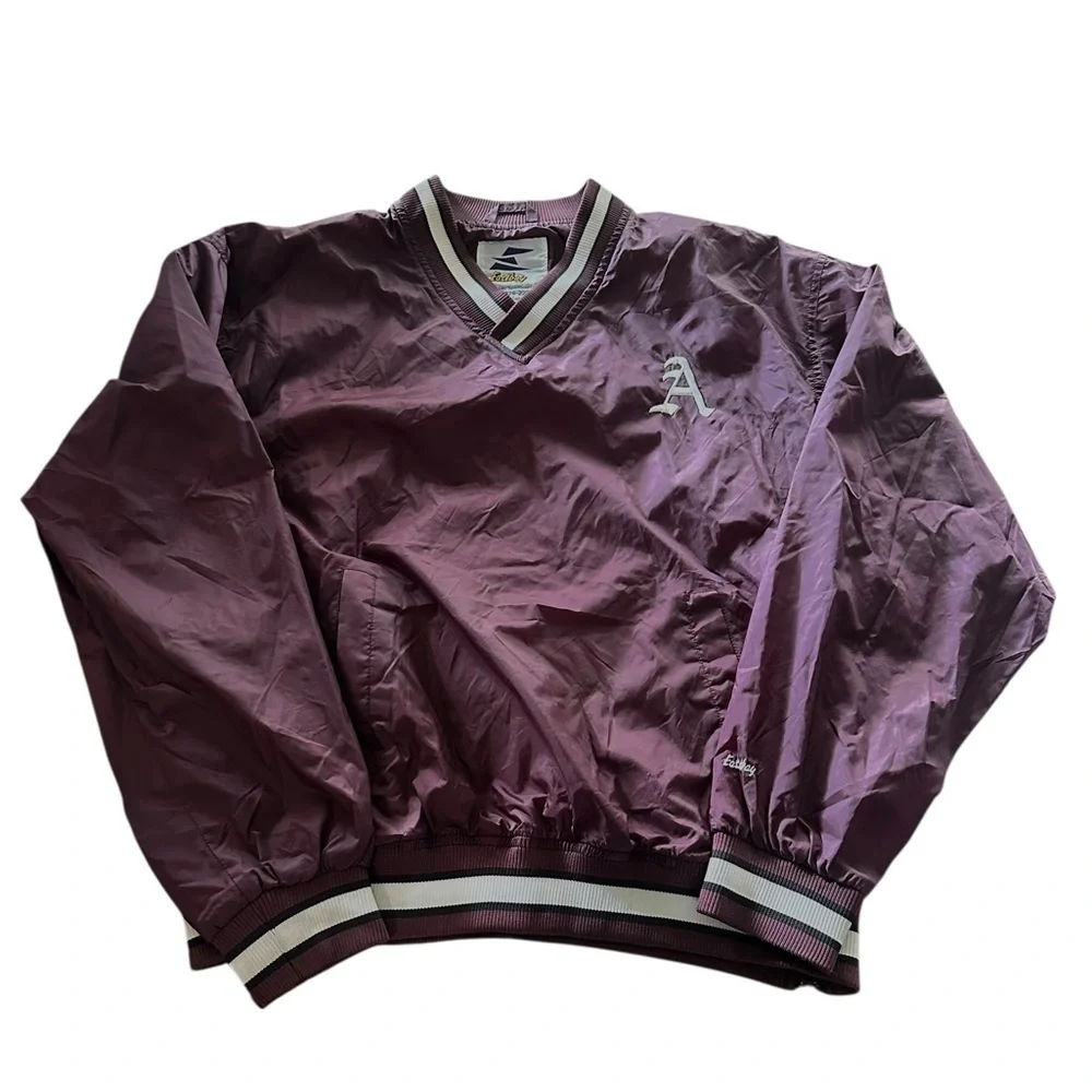 Vtg Vintage 90s Eastbay Pullover Jacket - Mens Size Large - Maroon Embroidered A